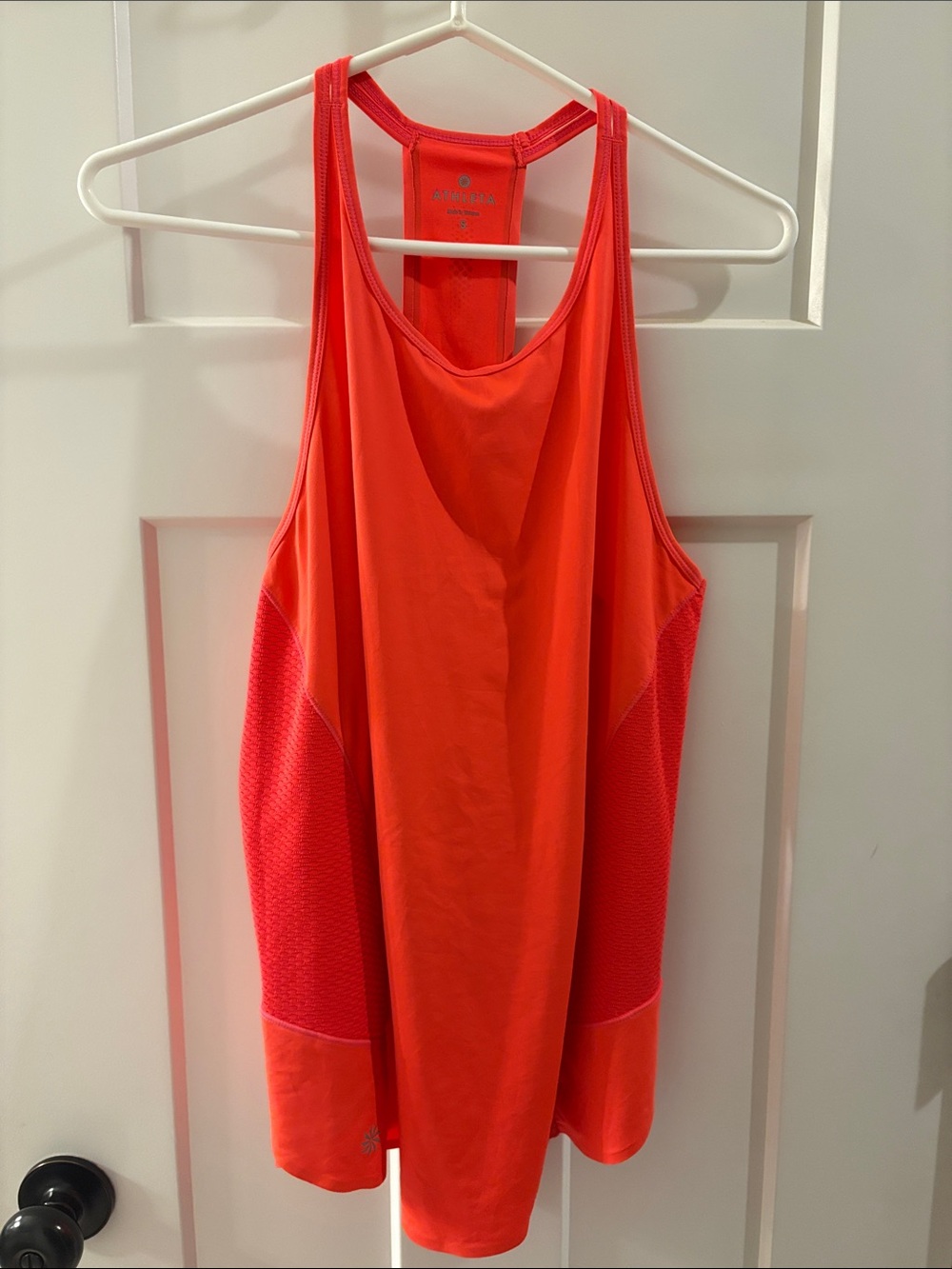 Athleta Coral-Red Racerback Mesh Panel Tank Top